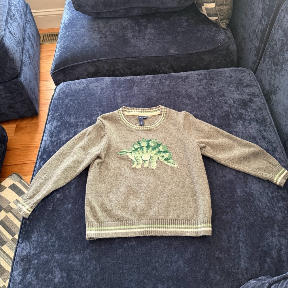 Janie and Jack Grey Dinosaur Crewneck Sweater